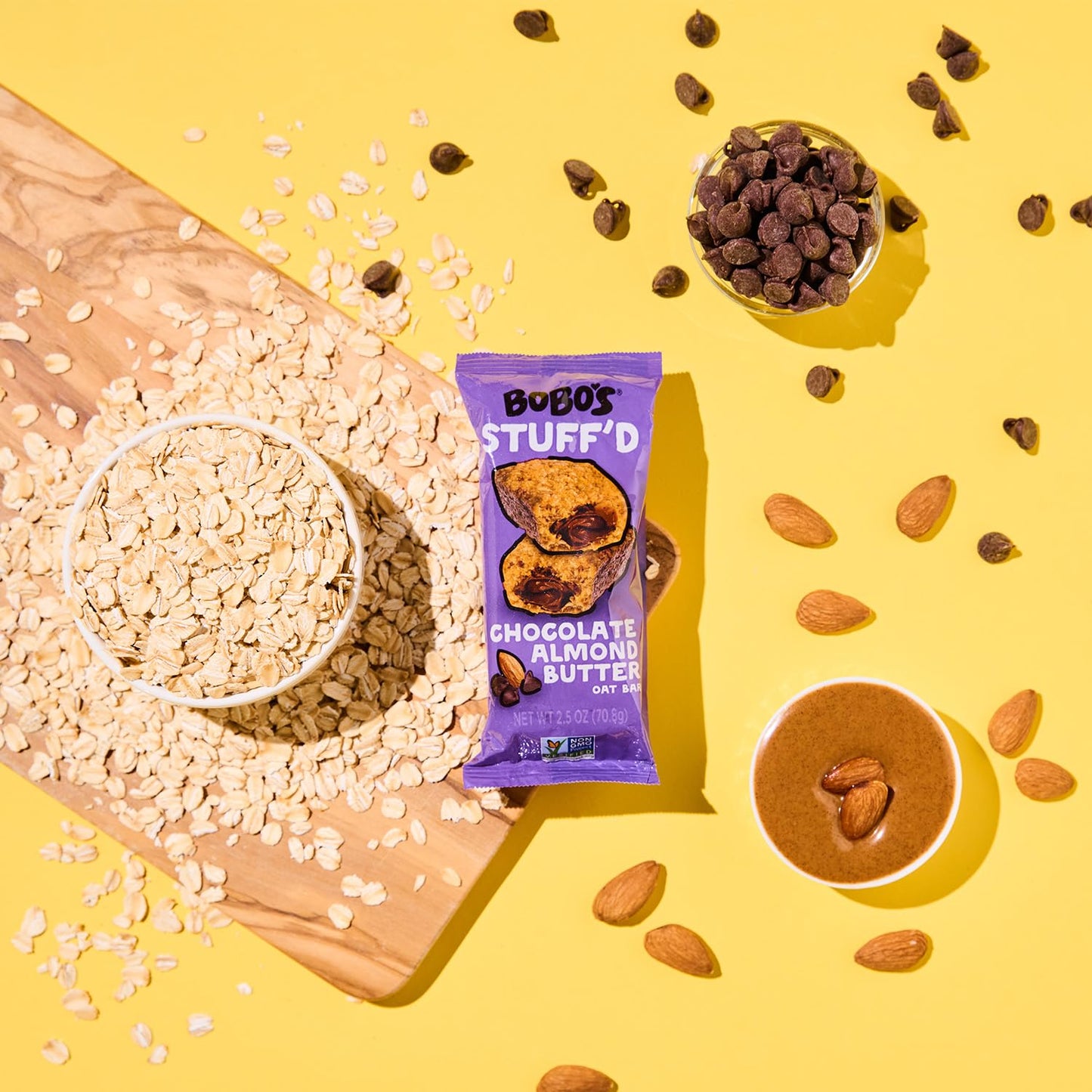 Bobos Stuffd Oat Bar, Chocolate Almond Nut Butter, 2.5 Oz, Gluten Free, Vegan, 12 Count