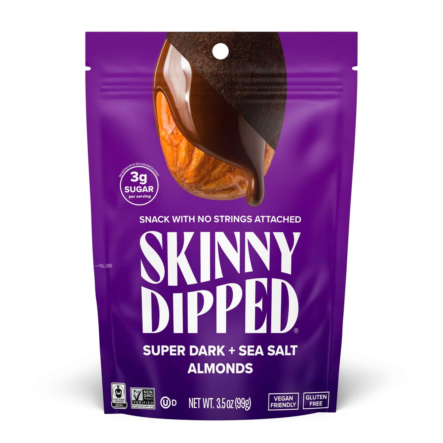 Skinnydipped Superdark + Sea Salt Chocolate Covered Almonds 3.5 Ounce Resealable Bag 1 Count