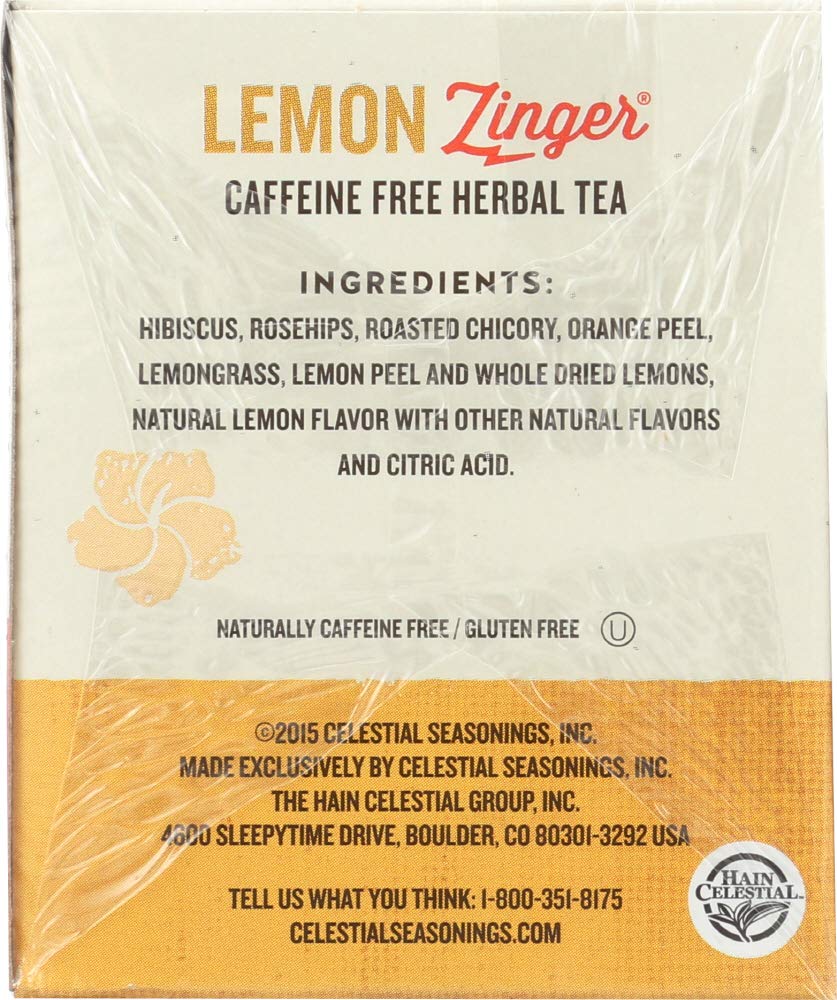 Celestial Seasonings Herb Tea Lemon Zinger, 20 Count, Pack of 1