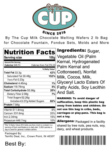 By The Cup Milk Chocolate Melting Wafers, 2 Lb Bulk Bag For Chocolate Fountain, Fondue Sets, Molds And More