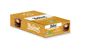 NuSkool Snacks Chocolate Peanut Butter Keto Friendly Protein Krunch Bars (12 Pack) - 7g Fiber, 10g Clean Plant-Based Protein, 3g