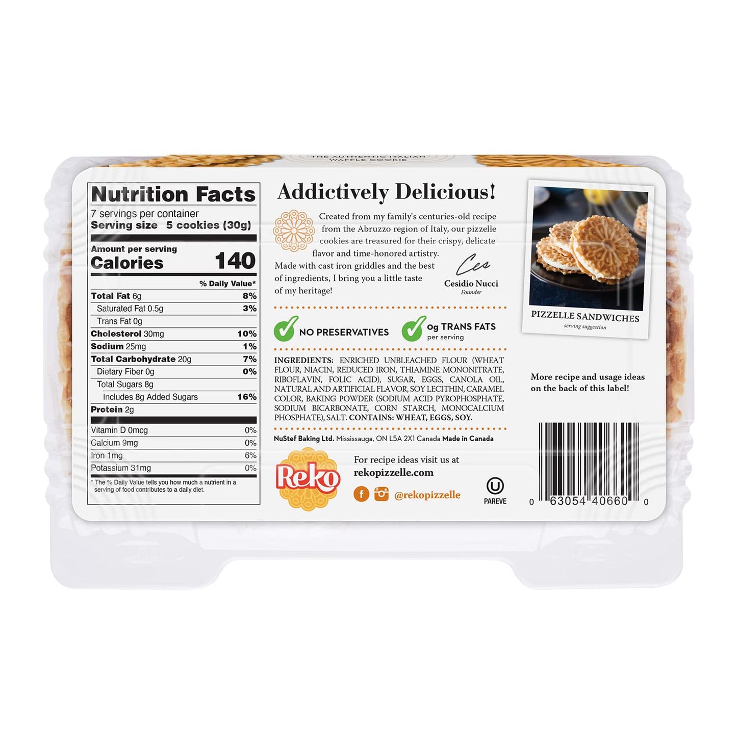 Reko Pizzelle Authentic Italian Style Waffle Cookie, Dulce De Leche, 7 Ounce (Pack Of 12)