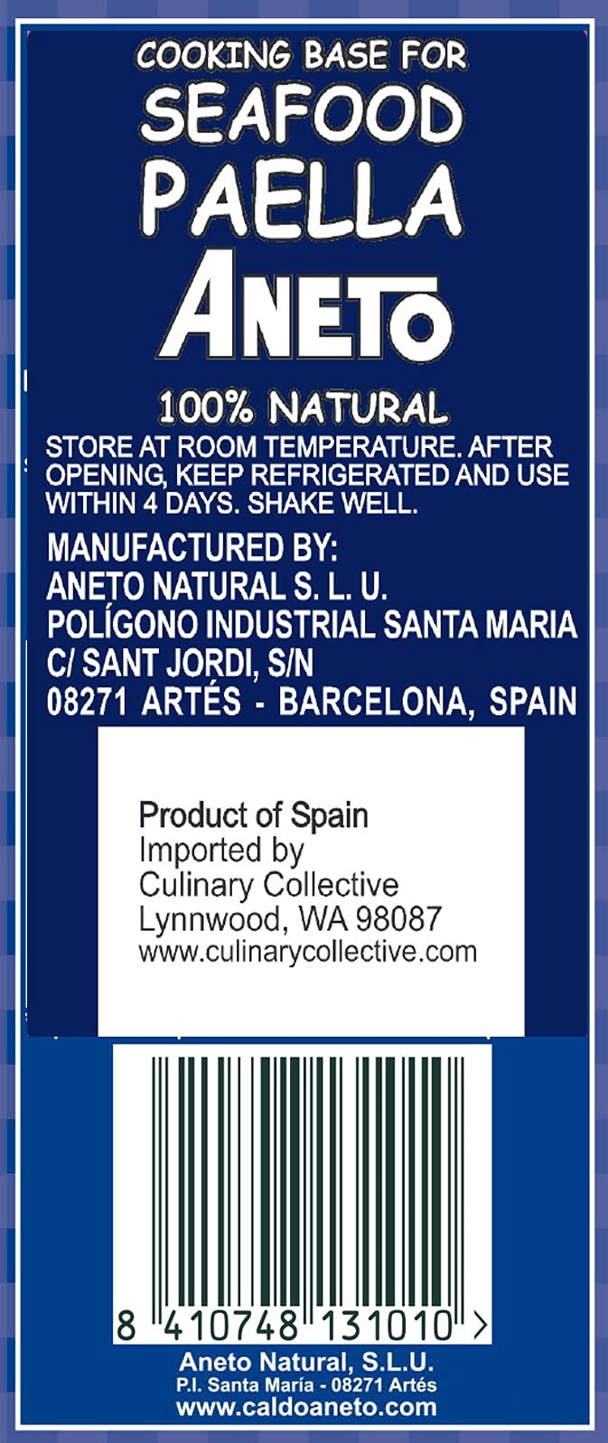 Aneto Seafood Paella Cooking Base Broth, 33.83 Fluid Ounce (3 Pack)