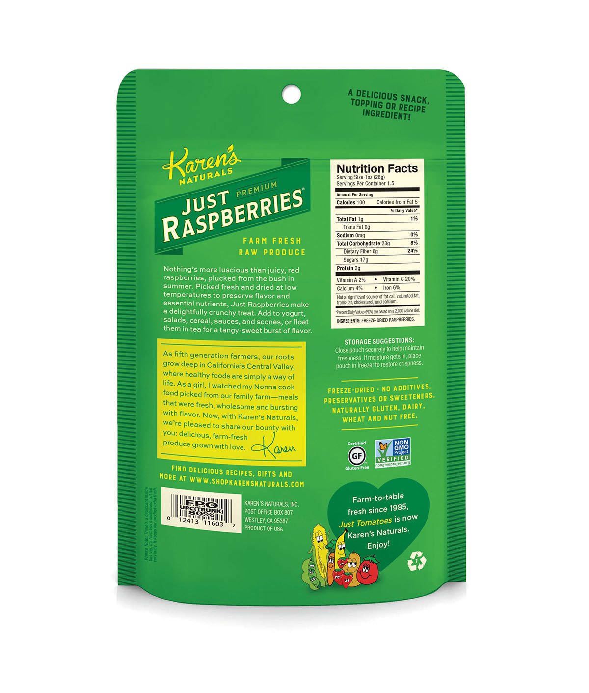 Karen'S Naturals Just Raspberries, 1.5-Ounce Package (Pack Of 6) (Packaging May Vary)
