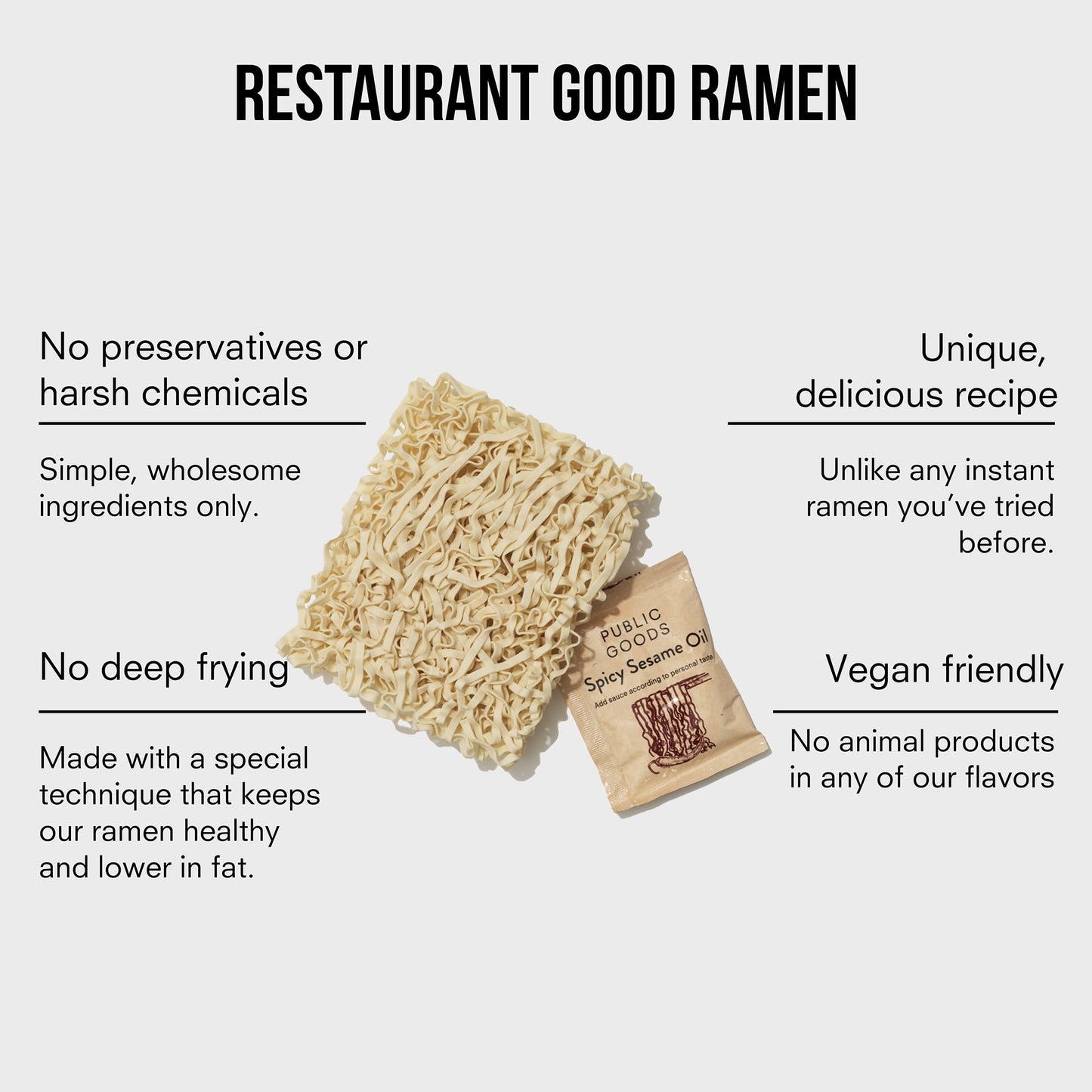 Public Goods Ramen Noodles | Brothless Vegan Noodle | All Natural Ingredients | Preservative Free | No Added Msg | Spicy Sesame