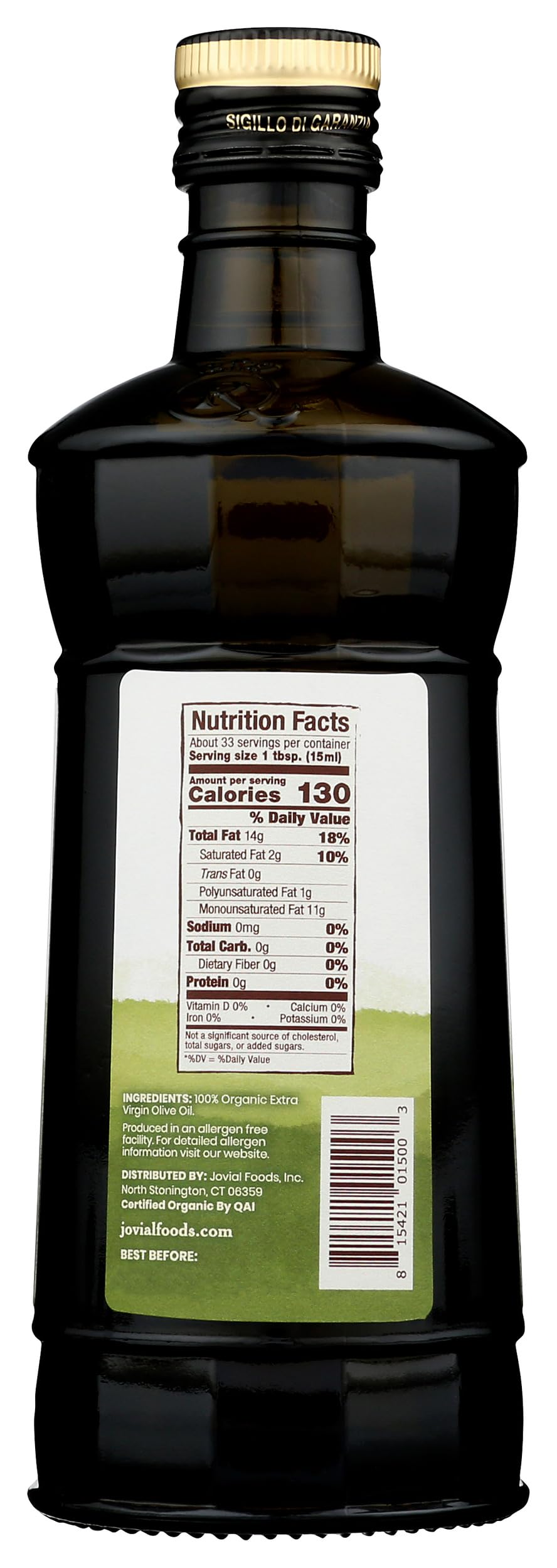 JOVIAL Organic Extra Virgin Olive Oil, 16.9 FZ