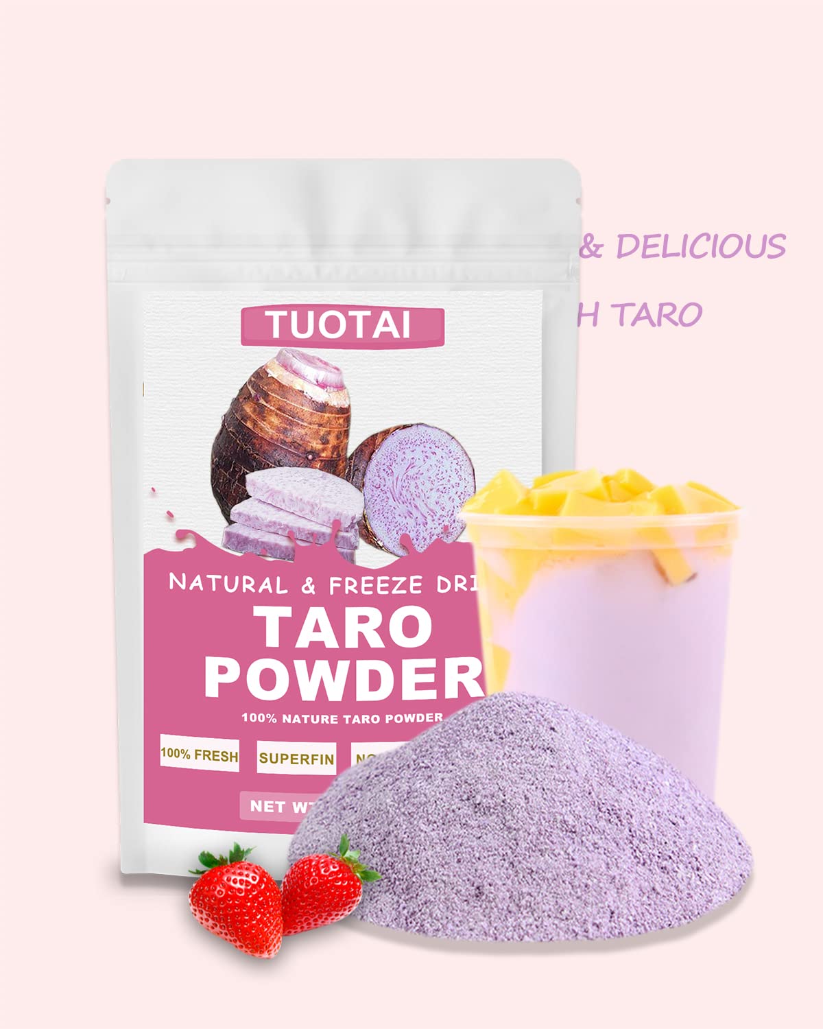 Freeze Taro Powder, 4 Ounces, Taro Powder For Smoothie, Drinks And Baking Food