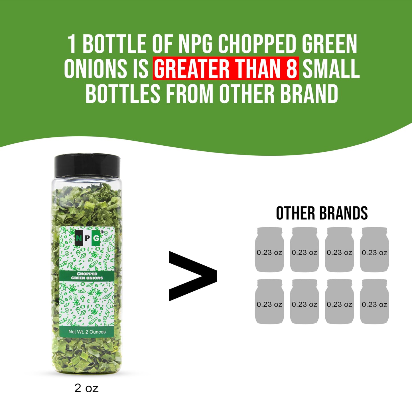 Npg Freeze Dried Chopped Green Onions 2 Oz, All Natural Non-Gmo Gluten Free, Dry Green Onions, Dried Scallions, Gourmet Spring G