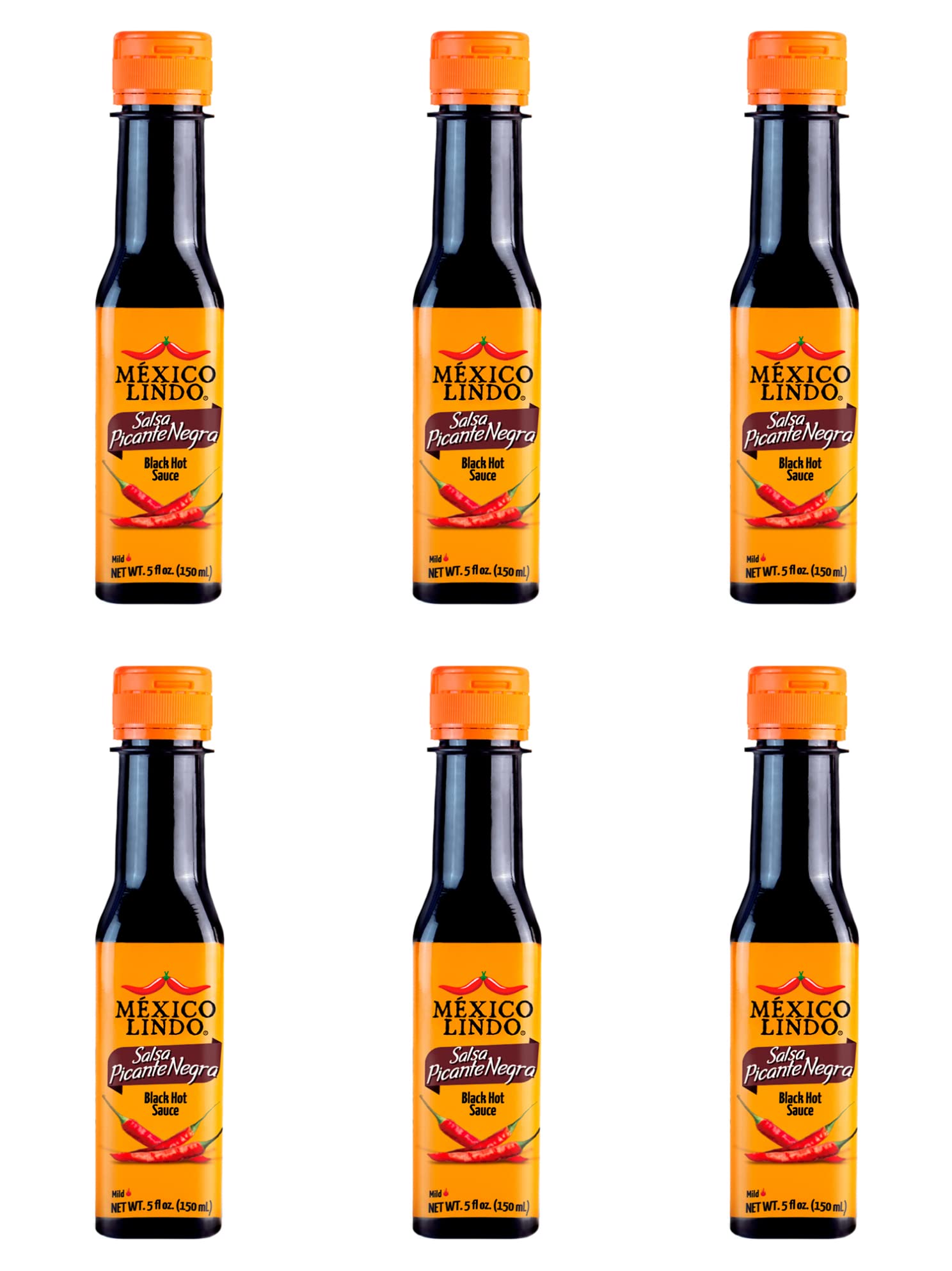 Mexico Lindo Picante Negra Hot Sauce | Light & Spicy | 8,400 Scoville Level | Great with Asian Food, Seafood & Meat | 5 Fl Oz Bo