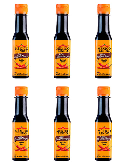 Mexico Lindo Picante Negra Hot Sauce | Light & Spicy | 8,400 Scoville Level | Great with Asian Food, Seafood & Meat | 5 Fl Oz Bo