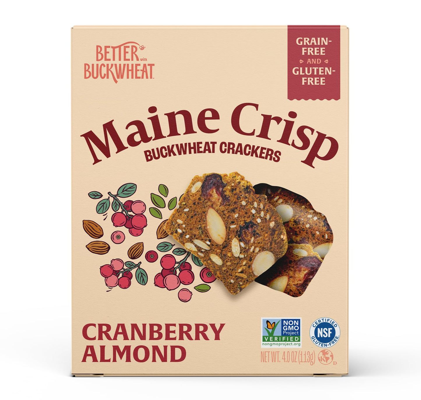 Maine Crisp - Crisps Cranberry Almond - Case Of 10-4 Oz