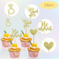 24 Pcs He Asked She Said Yes Cake Topper Gold Cupcake Toppers Heart Diamond Ring Cupcake Picks Glitter Cupcake Decorations For W