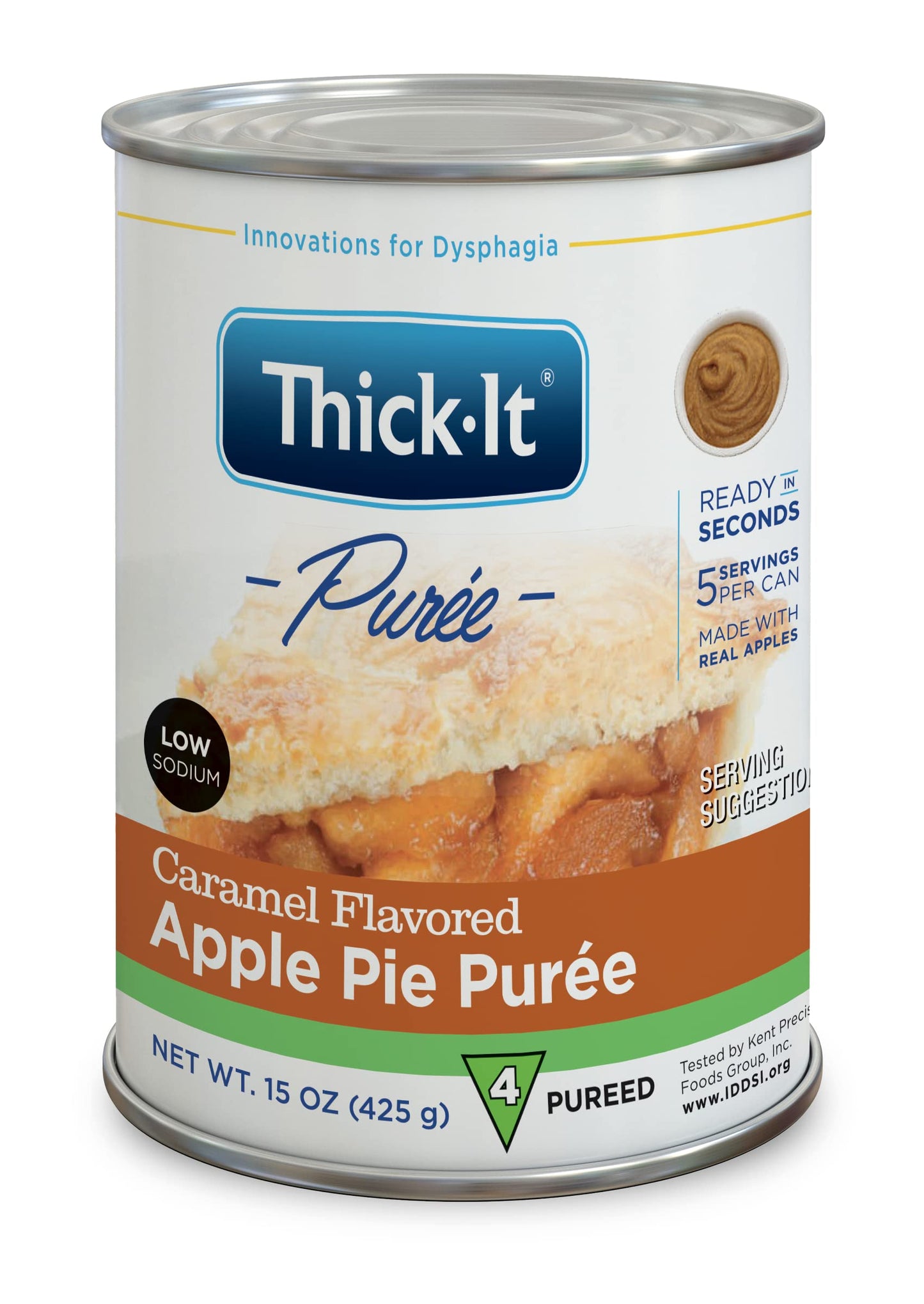 Thick-It Pureed Caramel Apple Pie For Dysphagia (Iddsi)  Made With Real Apples  Low Sodium  Digestible Swallowing Aid  Simple-To-Use  15 Oz Can (Pack Of 12)