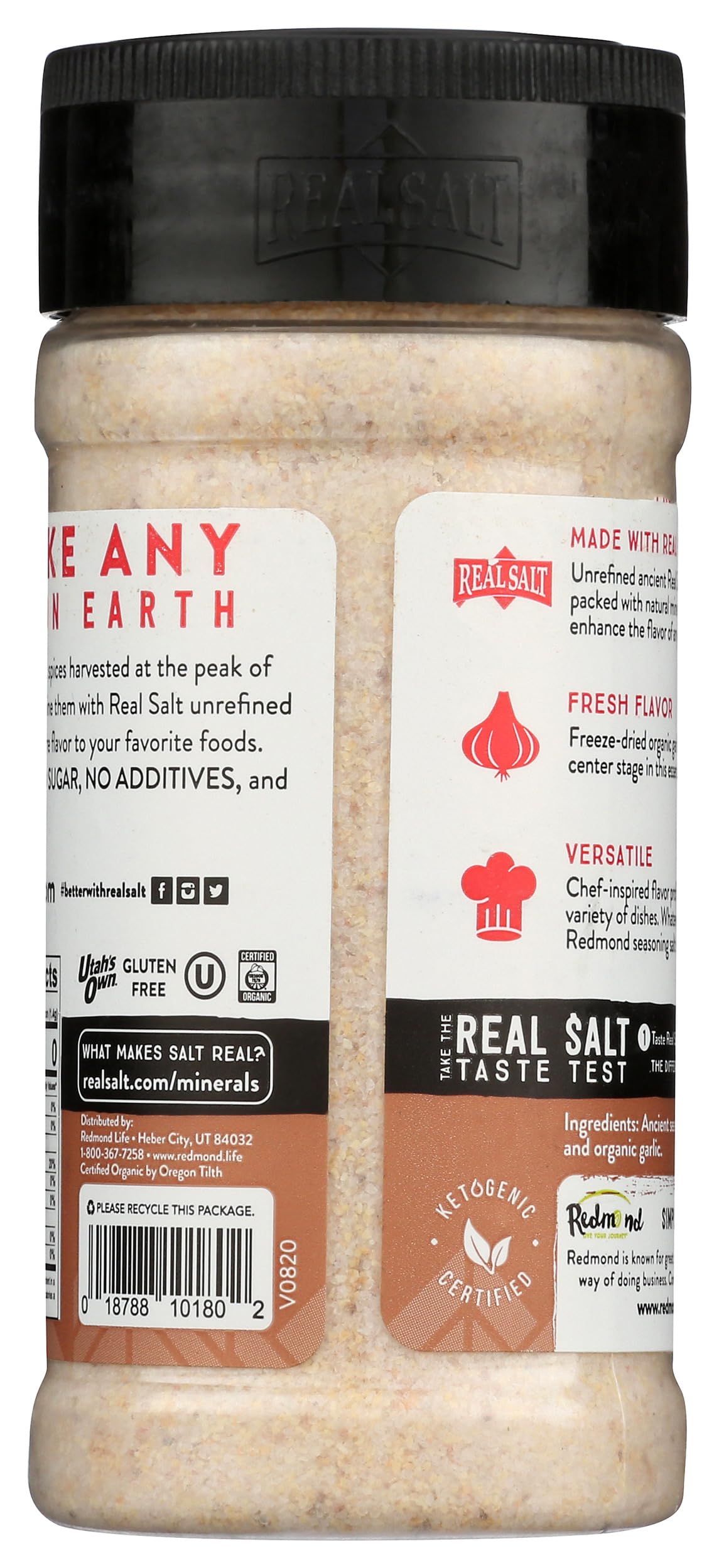 Redmond Real Sea Salt - Natural Unrefined Gluten Free, Garlic Salt 4.75 Ounce