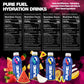 Pure Fuel Hydration Drinks - 12pk x 16.9 fl oz - Limitless Lemonade, Berry Blitz, Tropical Torrent, Watermelon Blast - Plant Based Sports Drinks