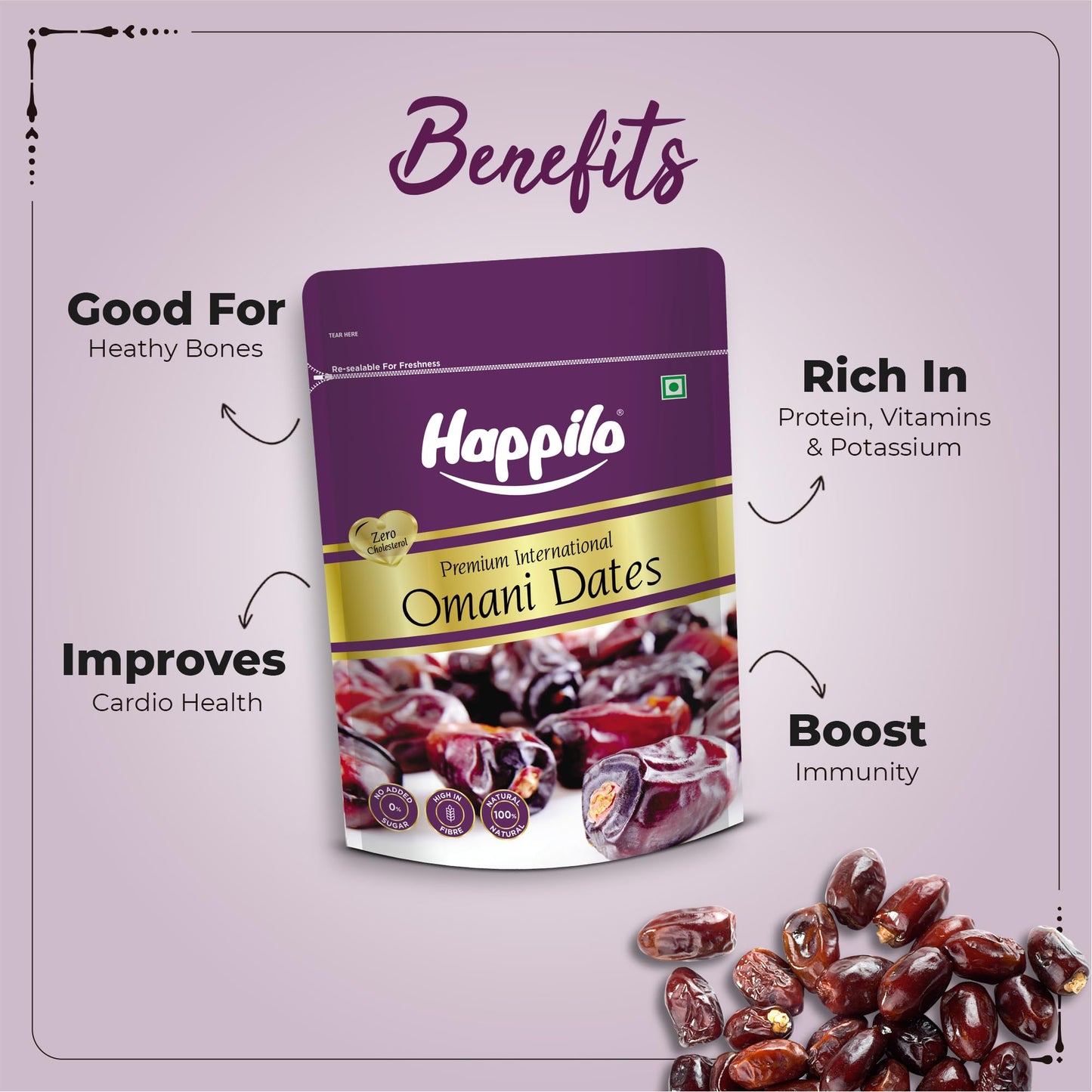 Happilo Enhanced International Omani Dates, 250G
