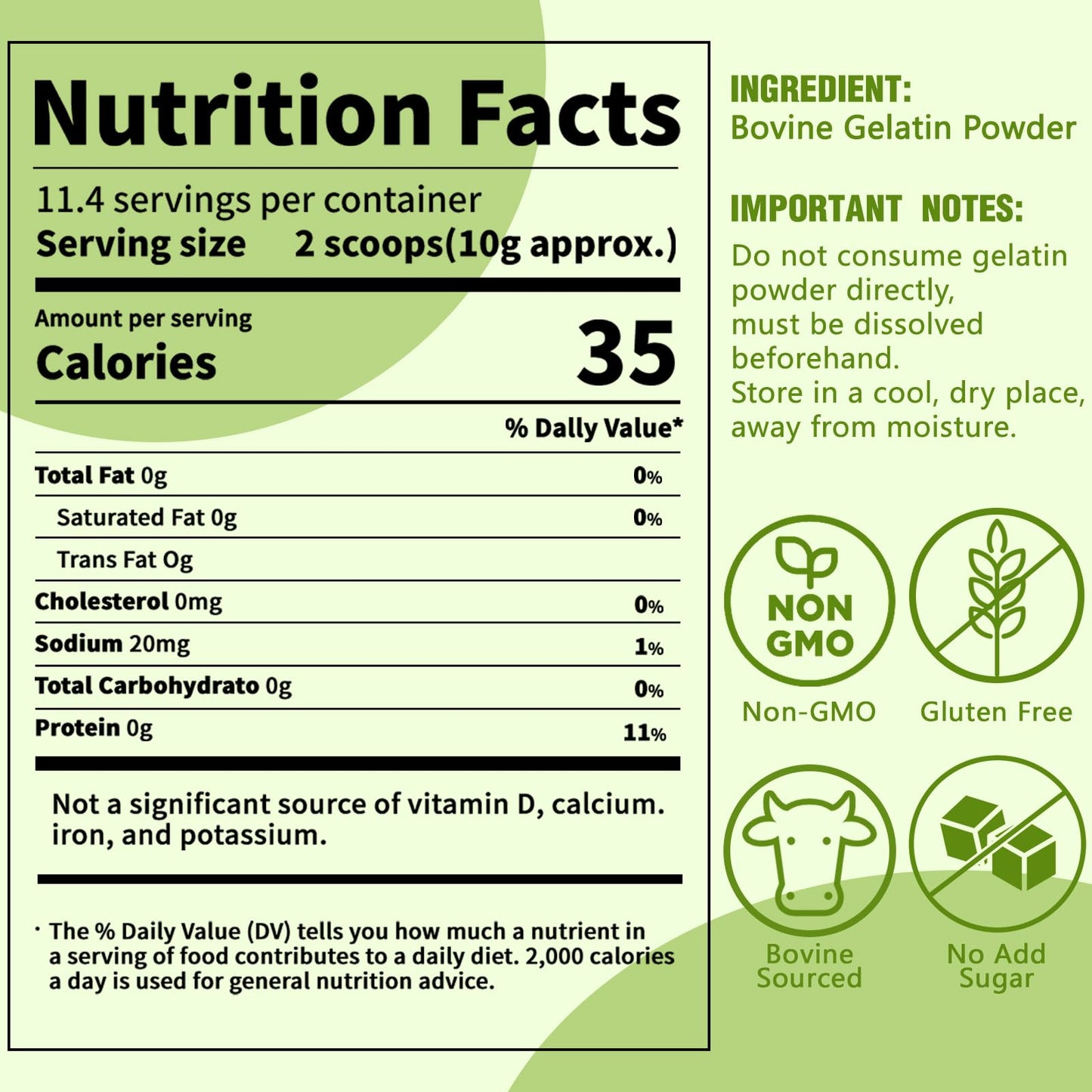 Nutrabloom Unflavored Gelatin Powder, Premium Versatile Thickening Agent Beef Gelatin Powder 4 Ounce For Baking, Cooking Homemad
