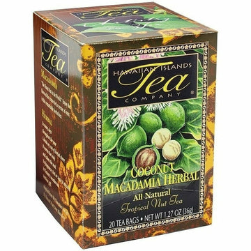 Hawaiian Islands Tea Company Coconut Macadamia Herbal Tea, All Natural - 120 Teabags (6 Boxes)