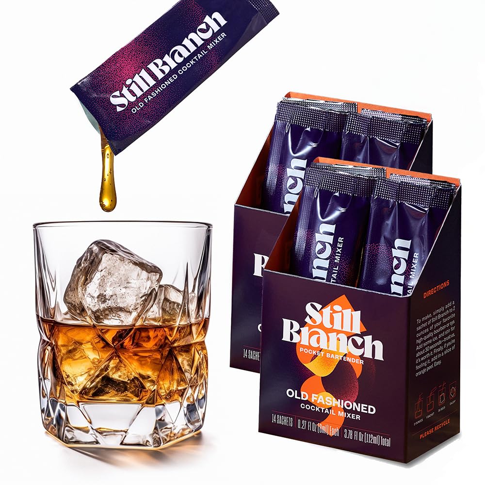 Still Branch Old Fashioned Cocktail Mixer – Handcrafted Syrup with Real Bitters – 28 Single-Serve Sachets