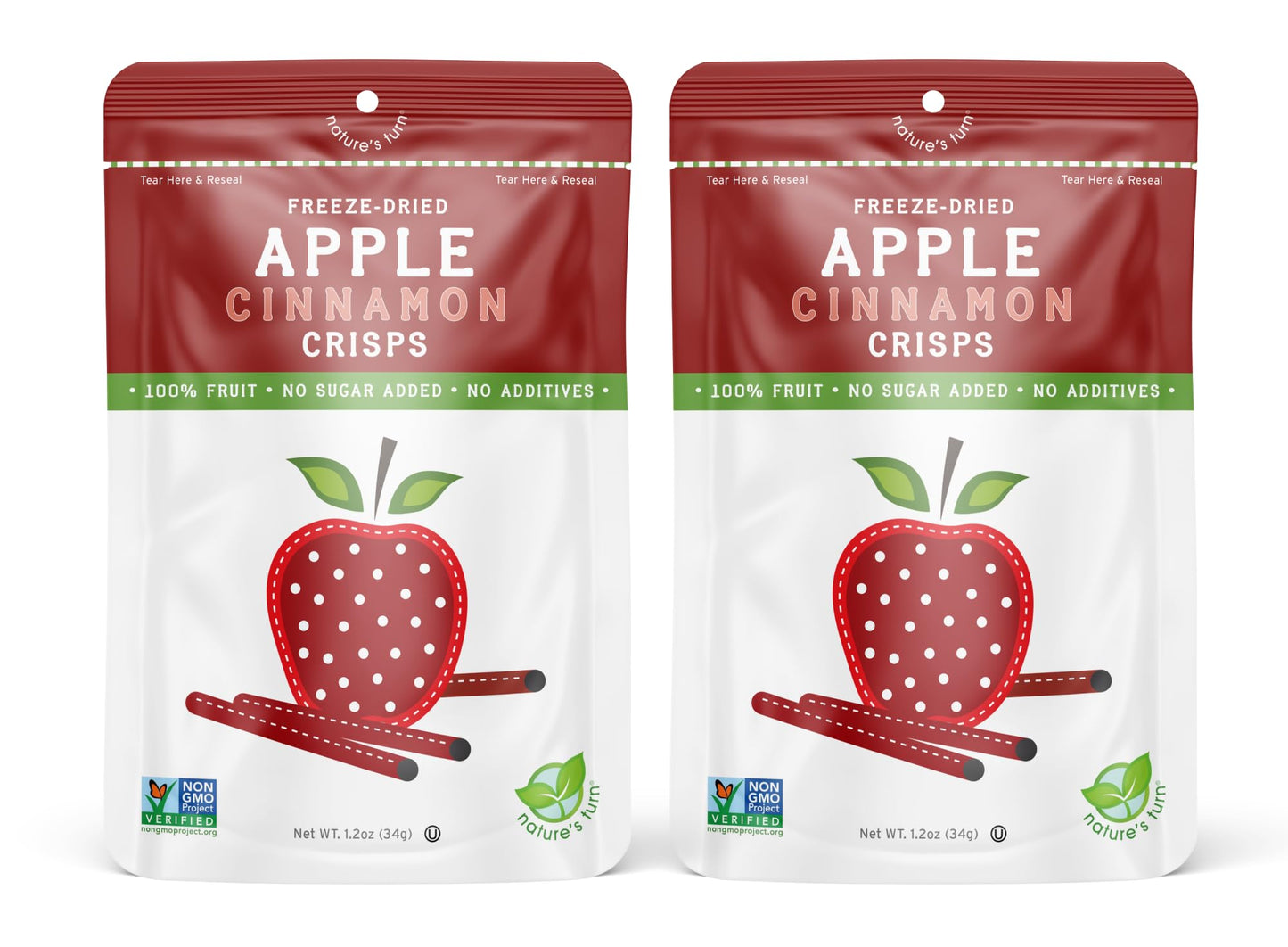 Natures Turn Freeze-Dried Fruit Snacks, Apple Cinnamon Crisps, Pack Of 2 (1.2 Oz Each)