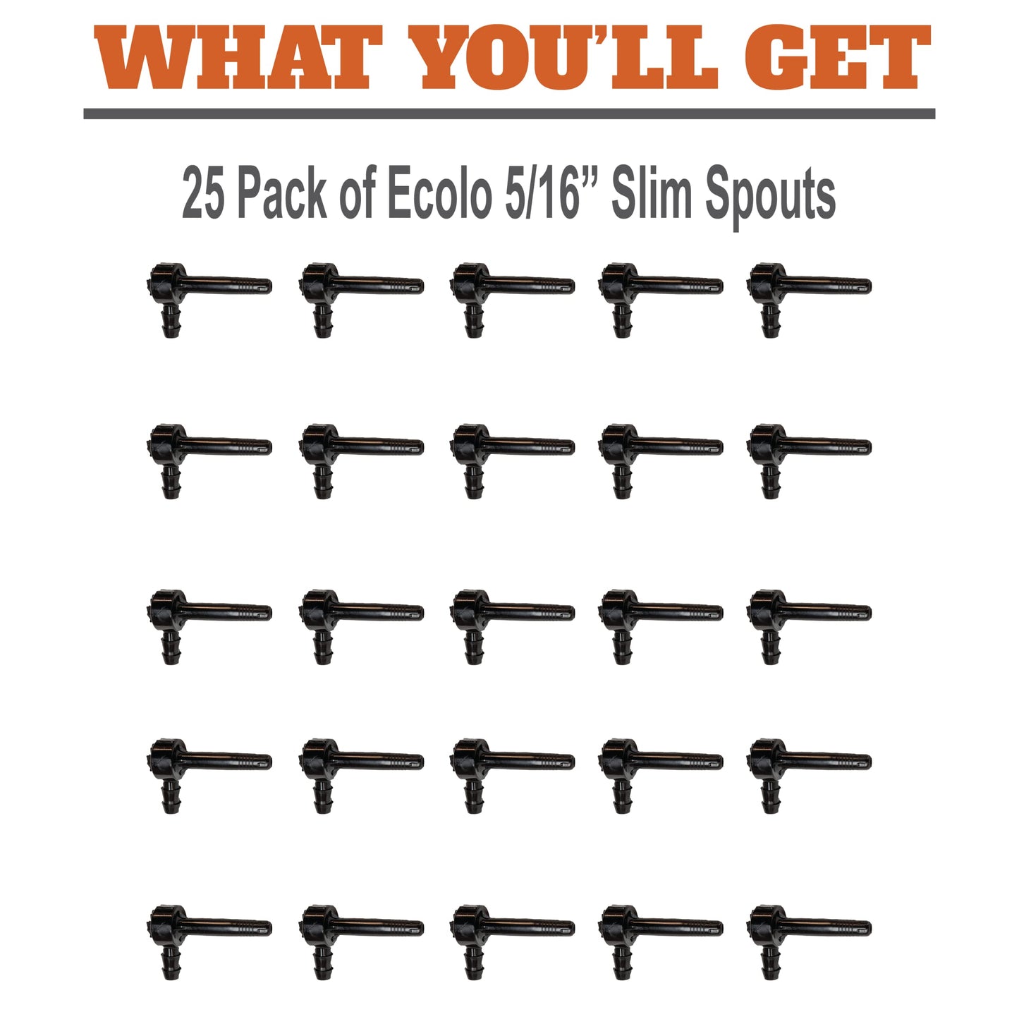 SAP HAPPY Maple Sap Spiles, 25 Count, 5/16 Ecolo Taps for Maple Trees, Tree Saver Spouts