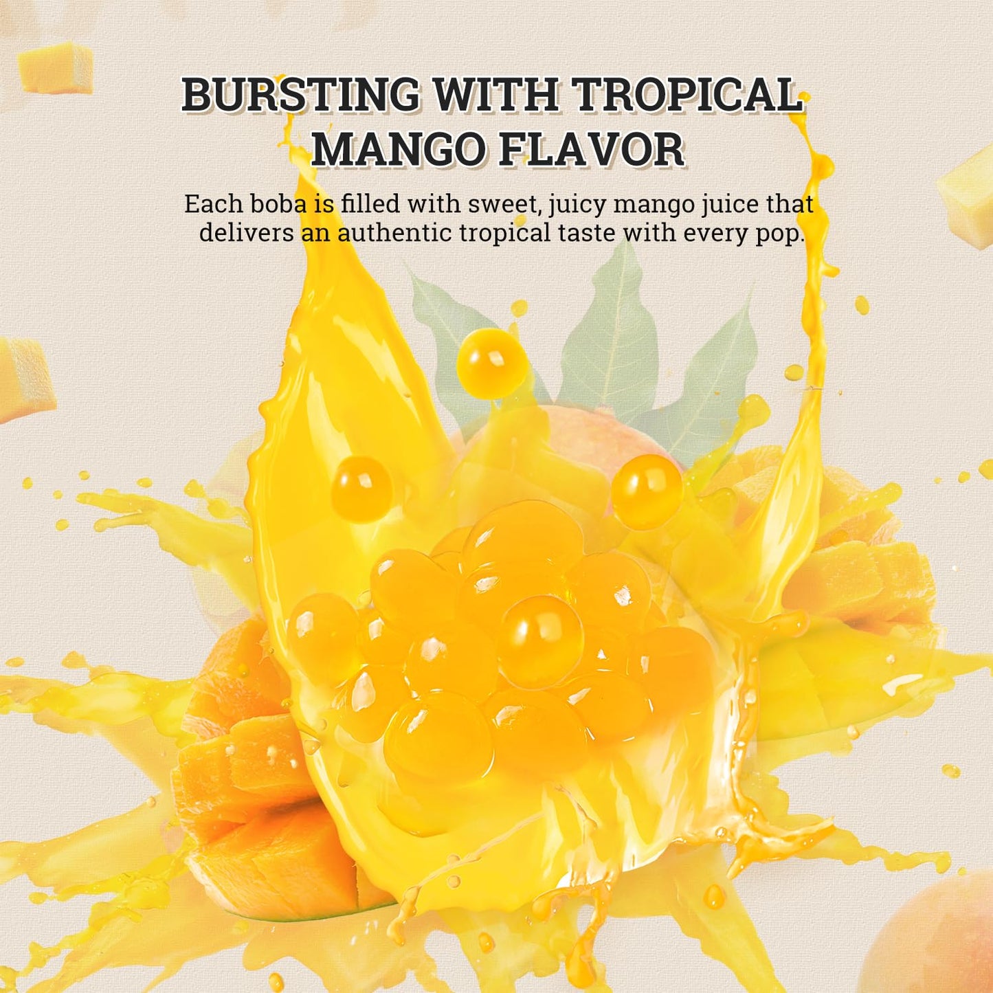 52Usa Mango Popping Boba (500G), Popping Pearls For Bubble Tea, Beverages, Sweets, Ice Cream, Shakes, Desserts & Smoothies Toppi