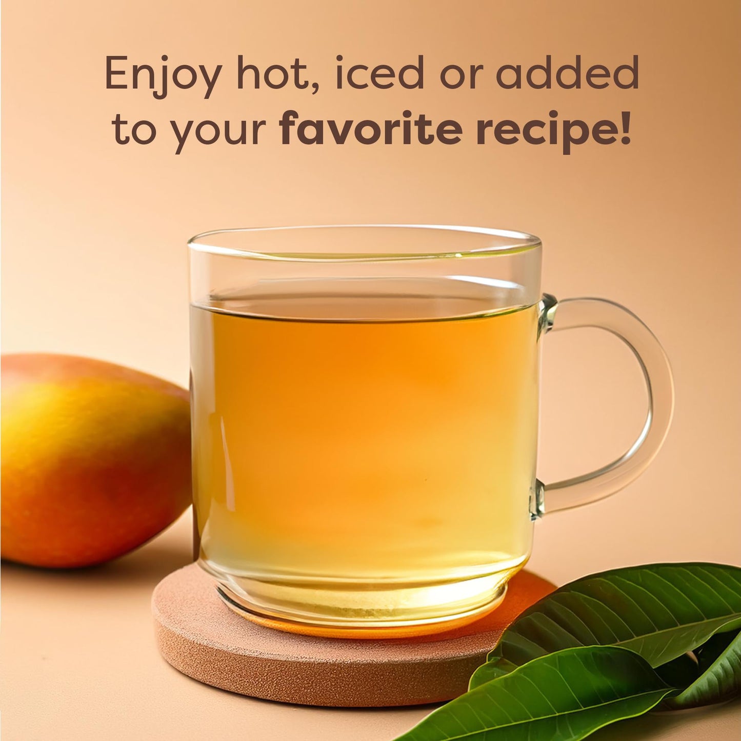 Waka Instant Green Tea Mix, Mango Flavored - 100% Tea Leaves, No Additives, Unsweetened Tea Powder In Bulk Pouch - Easy Quick Ho