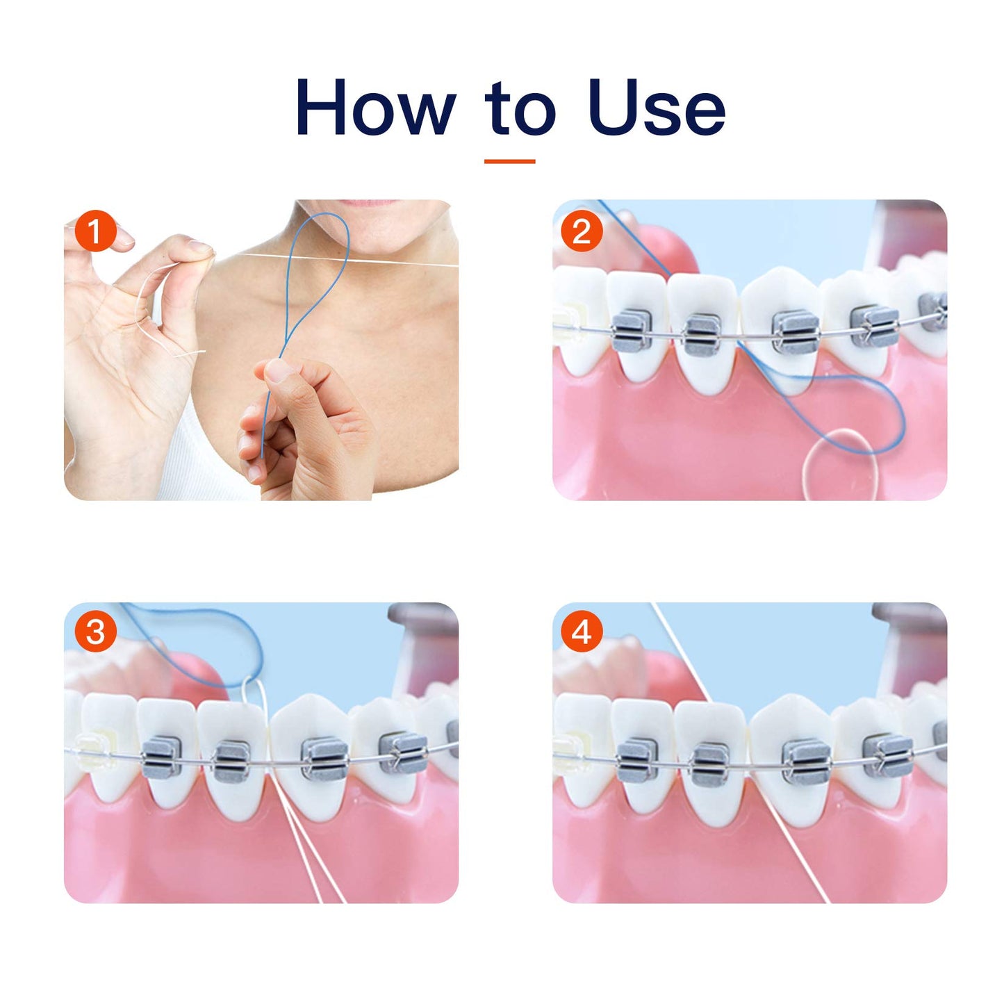 Floss Threaders For Braces, Bridges, And Implants 200 Count (Pack Of 4)