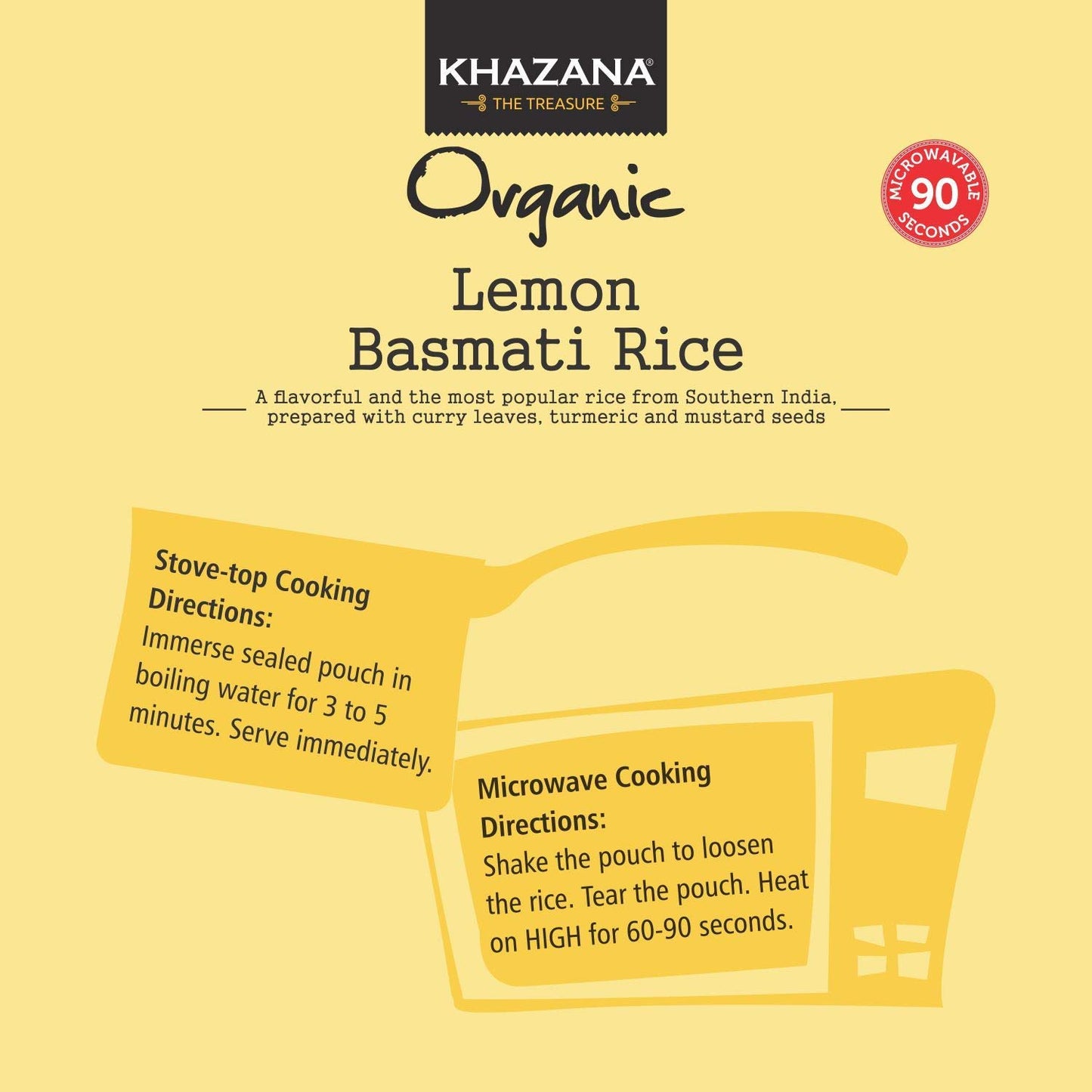 Khazana Authentic Lemon Ready To Heat Basmati Rice (Pack Of 6, 8.8Oz) | Non-Gmo, Vegan, Gluten Free & Kosher | Aromatic & Flavor