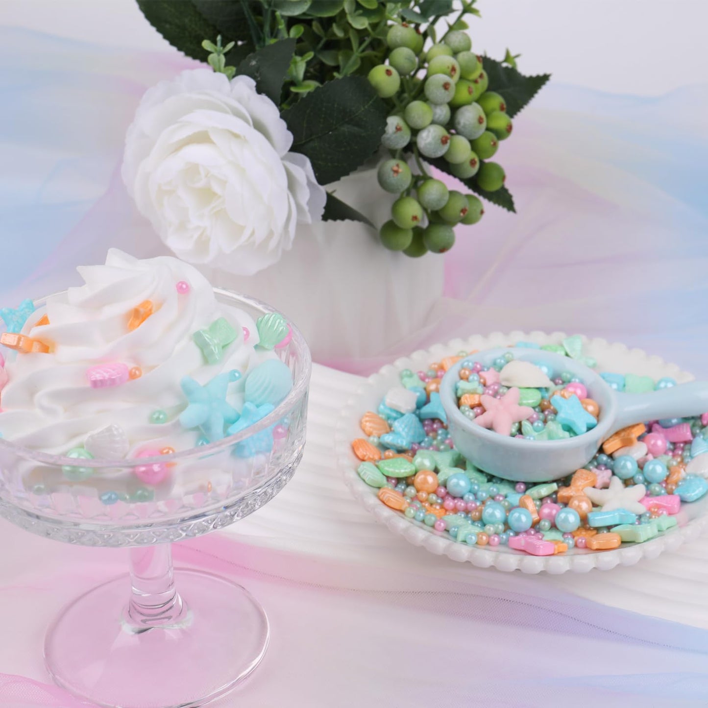 Mermaid Sprinkle, Pastel Sugar Edible For Cake Decorating, Mix Starfish, Shells, Fishes, Beaches And Ocean Themes For Baking, Ic