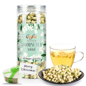 Goofoo Dried Jasmine Flower Buds Petals Herbal Decaffeinated Floral Chinese National Tea 100% Natural Pure Nontoxic, Ideal For St. Patrick'S Day, 1.2 Oz