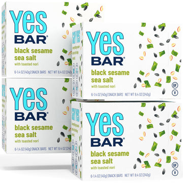 The Yes Bar - Black Sesame Sea Salt - Plant Based Protein, Decadent Snack Bar - Vegan, Paleo, Gluten Free, Dairy Free, Low Sugar