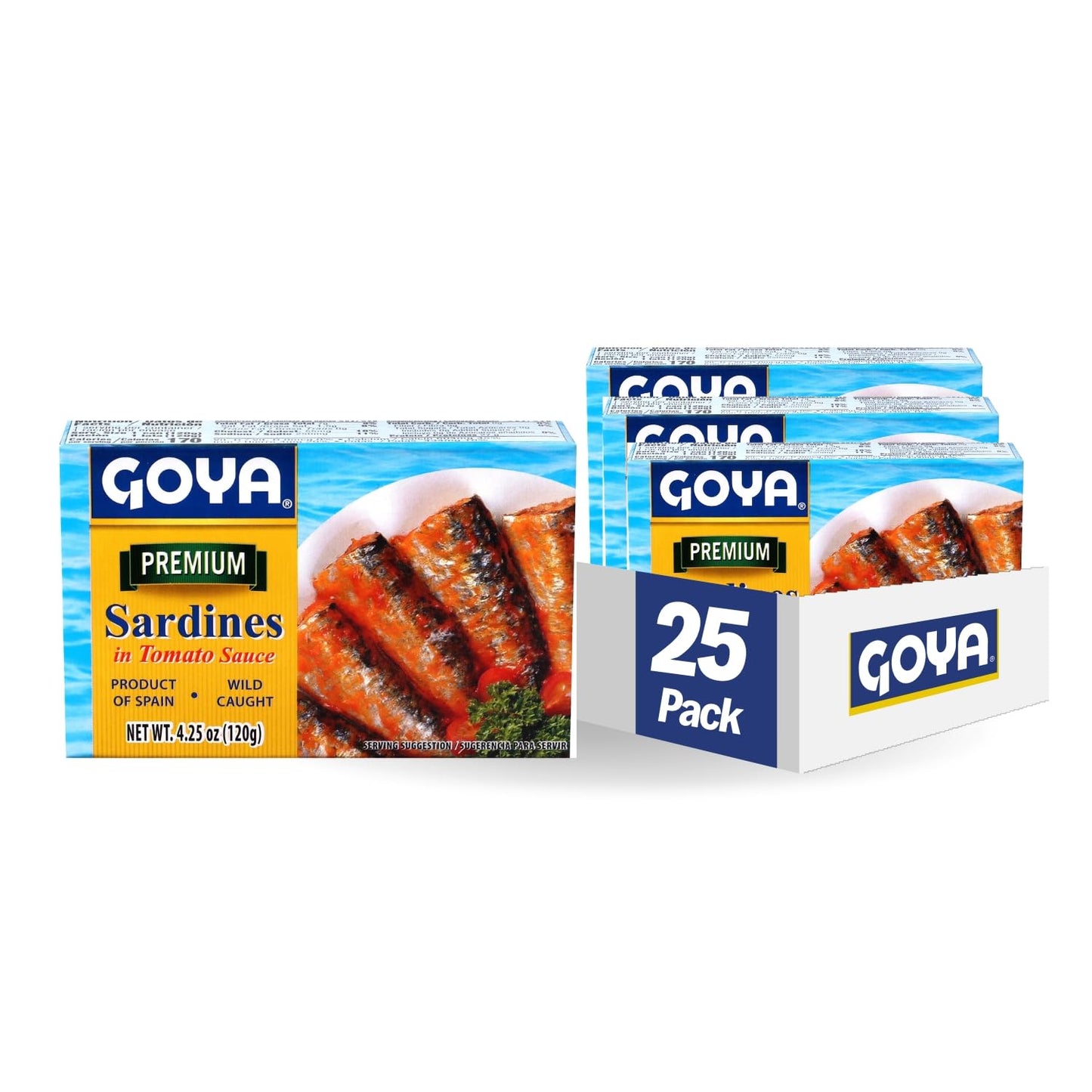 Goya Foods Premium Sardines In Tomato Sauce, 4.25 Ounce (Pack of 25)