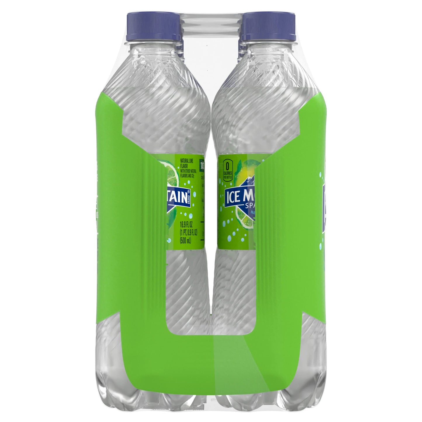 Ice Mountain Sparkling Water, Zesty Lime, 16.9 Fl Oz Bottles, Pack of 8