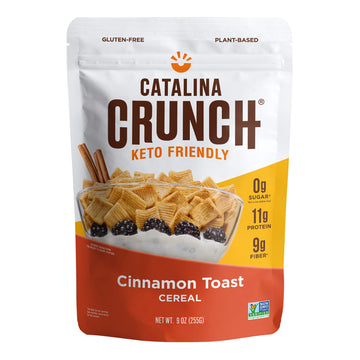 Catalina Crunch Cinnamon Toast Keto Cereal (9Oz Bag)  Low Carb, Sugar Free, Gluten Free, Grain Free  Keto Snacks, Vegan, Plant B