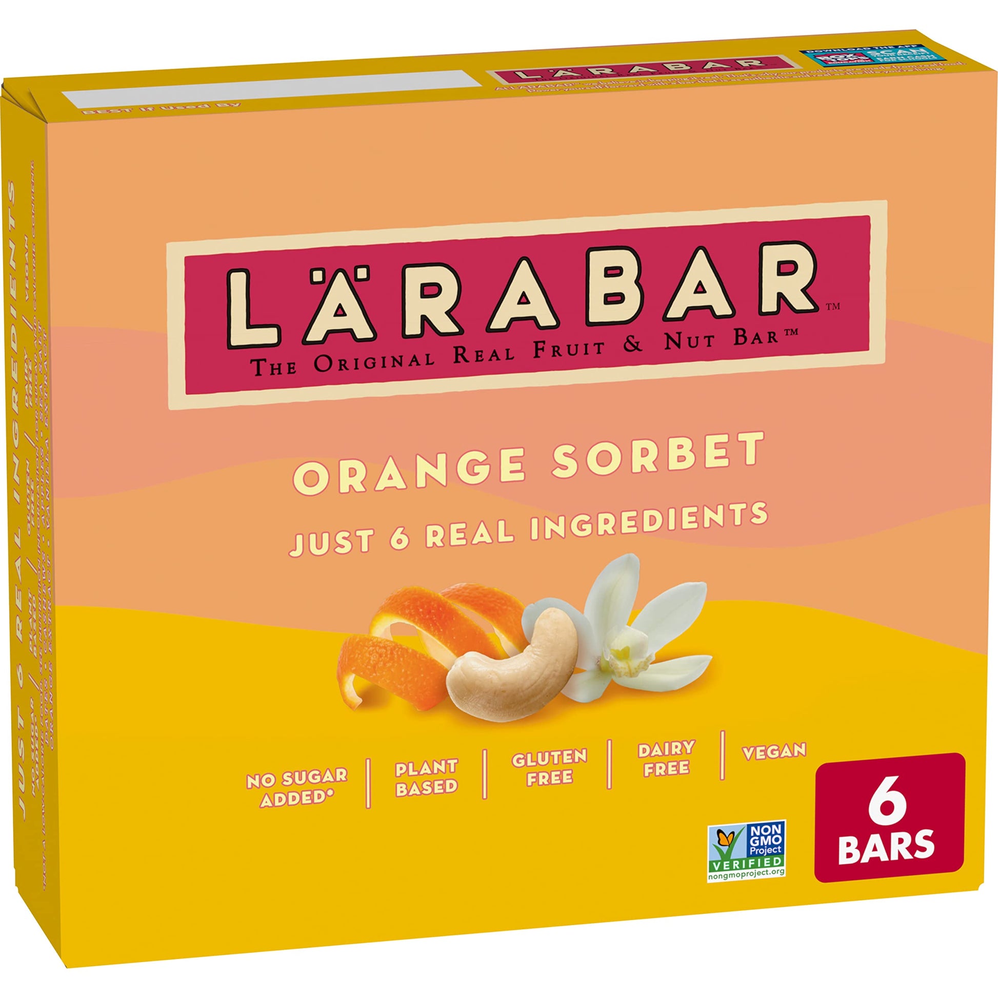 Larabar Orange Sorbet Bars, Gluten Free Vegan, 6 Ct