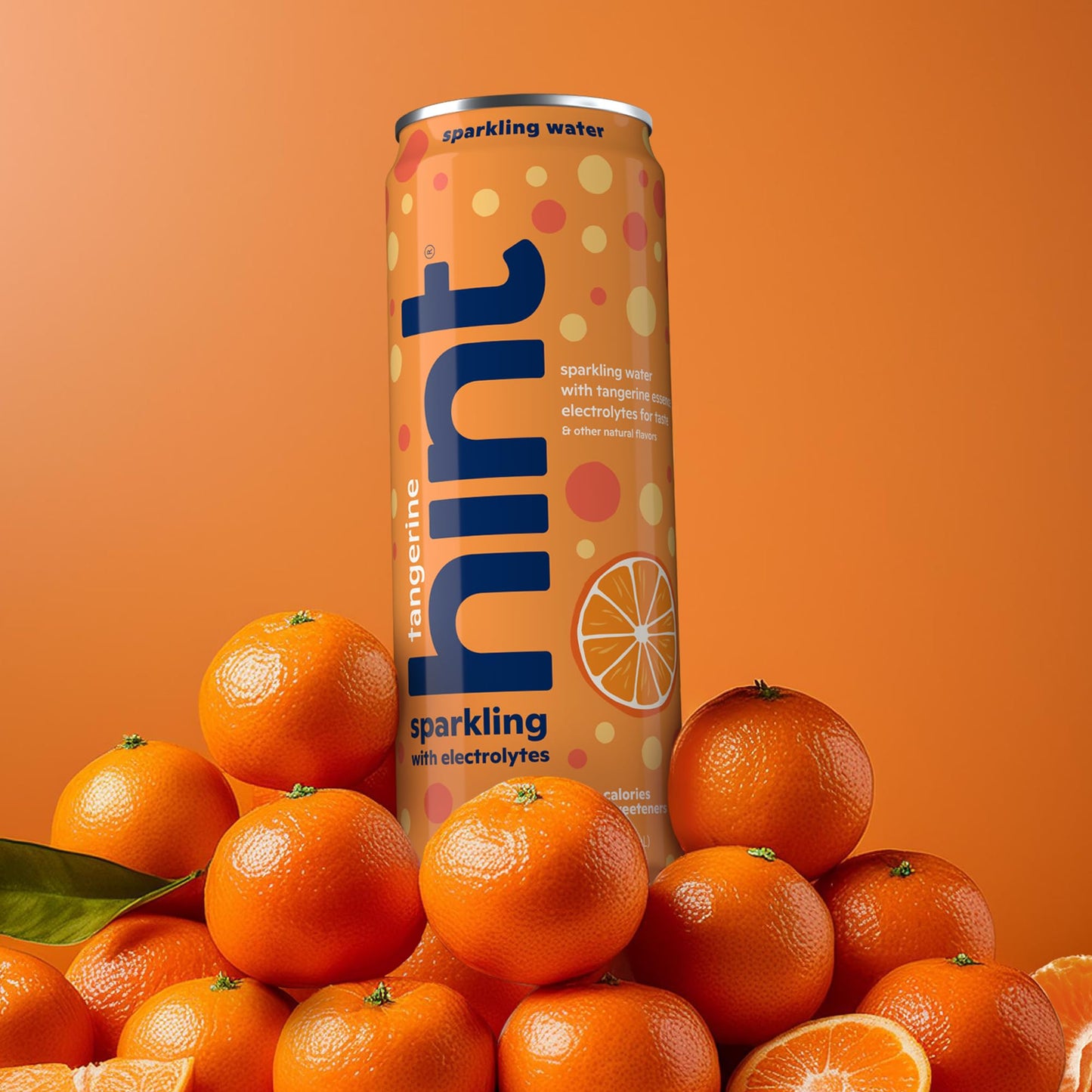 Hint Sparkling Water, Tangerine Flavor, Electrolytes, Zero Calories, 12 Fl Oz Cans, Pack of 12