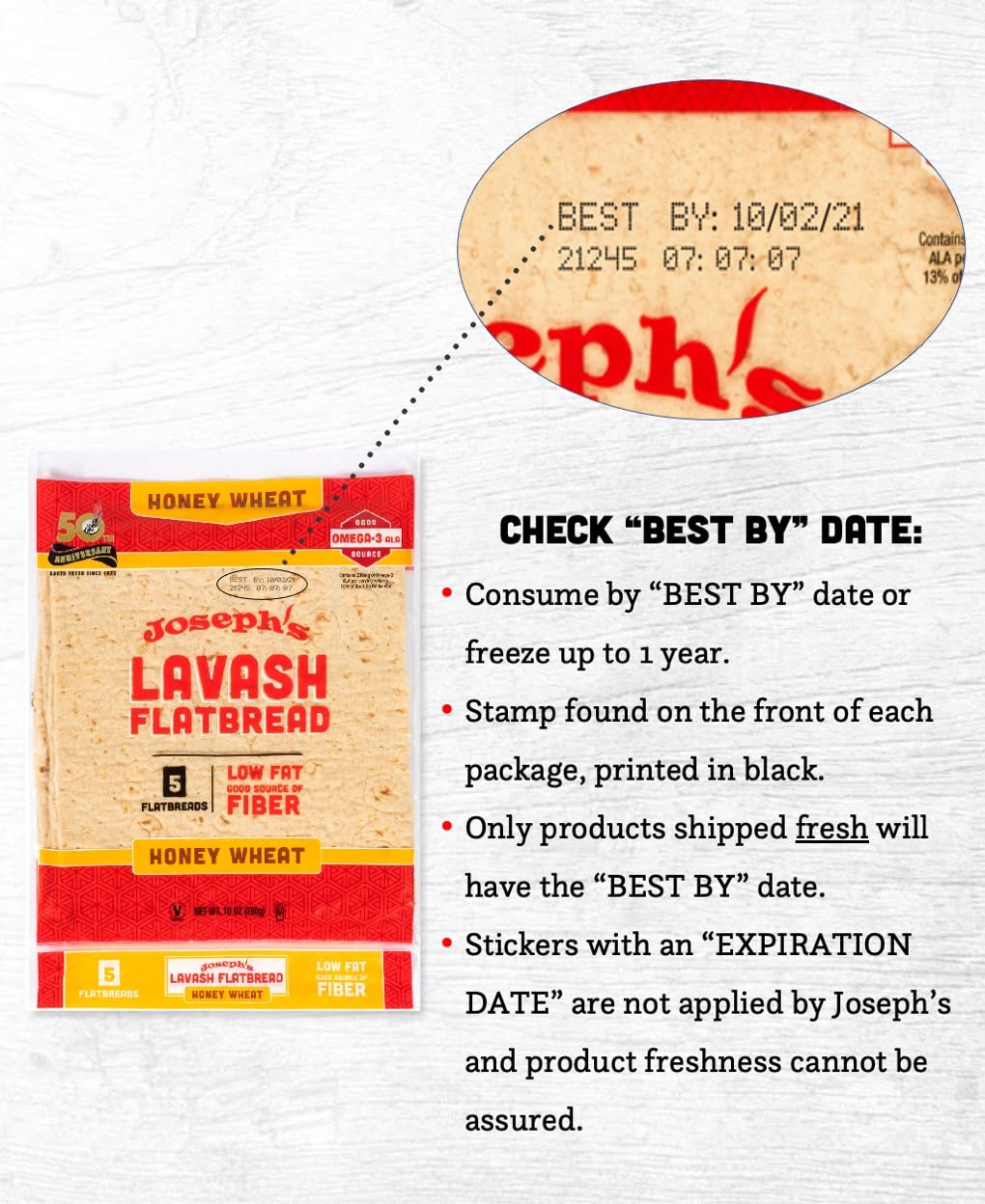 Joseph s Lavash Bread Value 3-Pack, Honey Wheat, Reduced Carb, Low Fat (5 Flatbreads per Pack, 15 Total), Fresh Baked