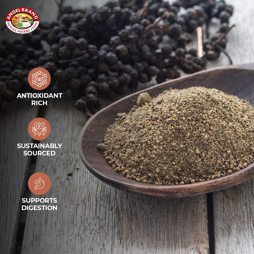 Angel Brand Ground Black Pepper – Fine Powder for Cooking and Seasoning – 15 oz Resealable Bottle