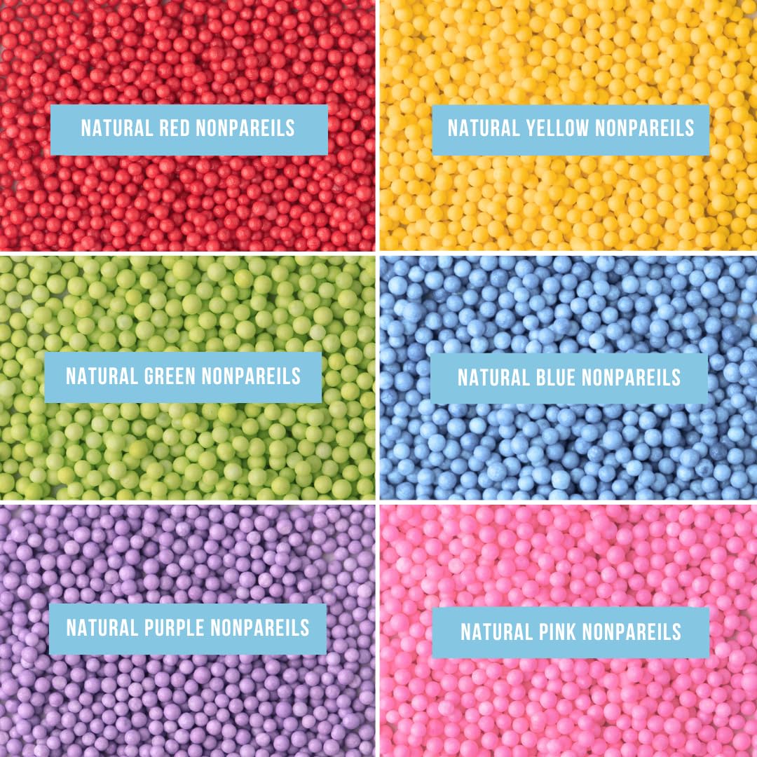 Sweets Indeed Dye Free Sprinkles 6 Cell Edible Mix Nonpariels Perfect For Cake Decorations Baking Ice Cream Cookies Cupcake Topp