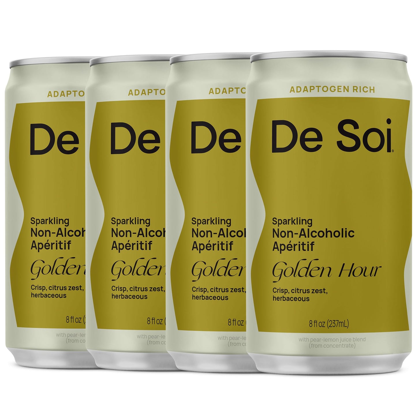 De Soi Golden Hour Non-Beverage-Style Drinks 4-Pack (8 Fl Oz) Variety Pack - Ready To Drink Beverages  Beverage-Style Free Alternative  Sparkling Aperitifs With Adaptogens  Natural Botanicals & No Added Sugar