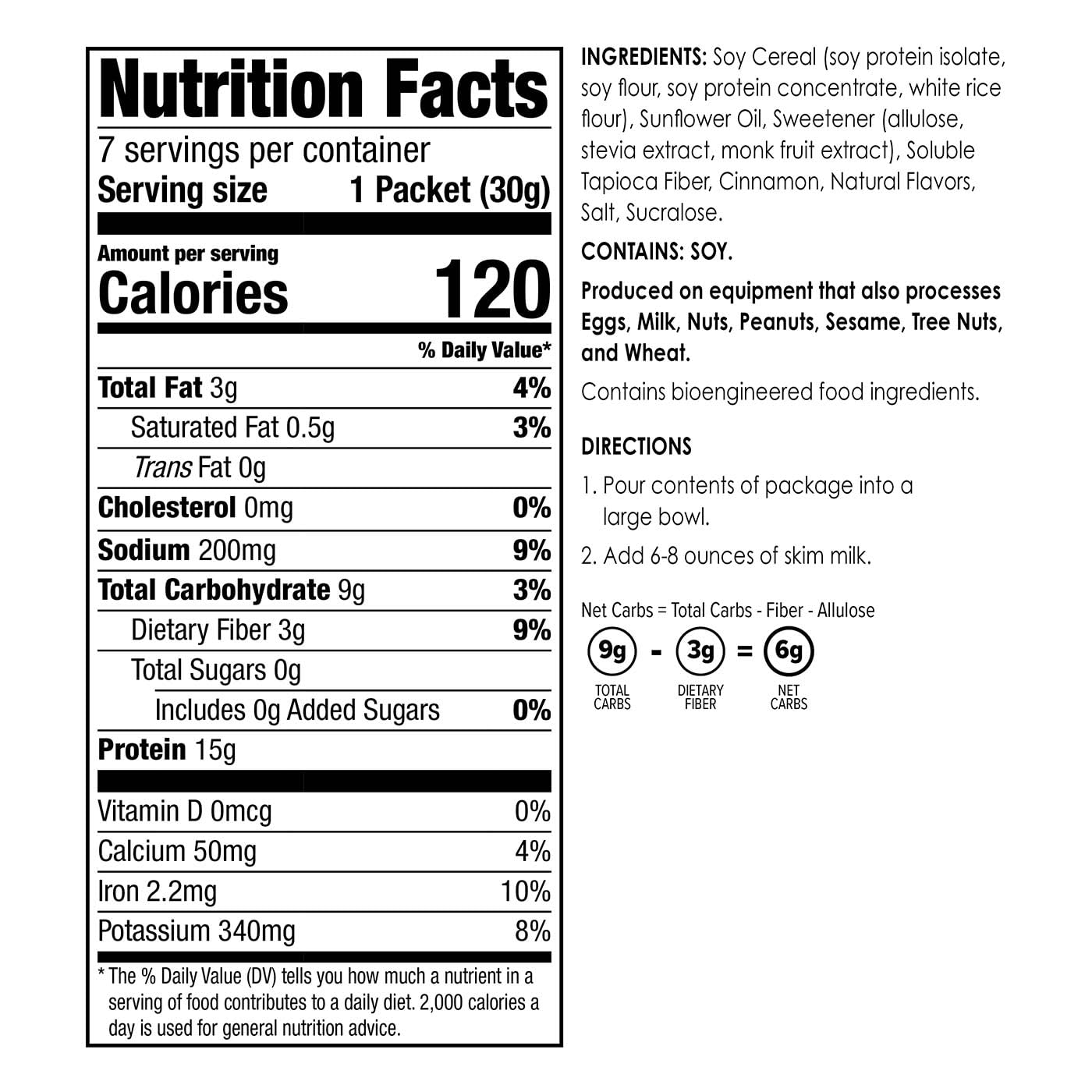 Bariwise Protein Cereal, Cinnamon, Zero Sugar, Gluten Free, Keto Friendly & Low Carb (7Ct)