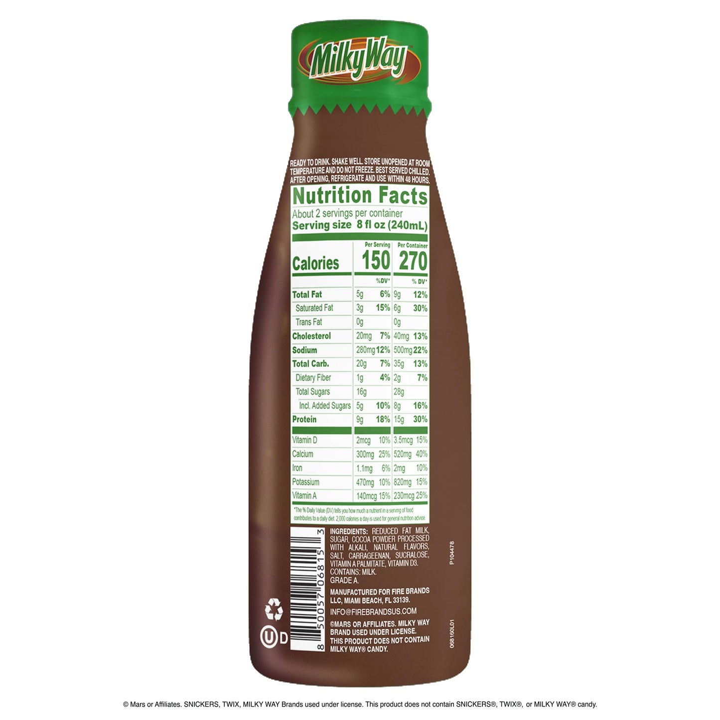 MilkyWay Chocolate Milk - Packed with the flavors of creamy caramel, smooth nougat and rich milk chocolate. Pack of 12, 14 oz Bo
