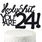 Happy 24th Birthday Cake Topper 24 Birthday Cake Toppers-Black Glitter, Funny 24th Cake Topper for Men,24 Cake Topper For Women,