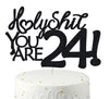 Happy 24th Birthday Cake Topper 24 Birthday Cake Toppers-Black Glitter, Funny 24th Cake Topper for Men,24 Cake Topper For Women,