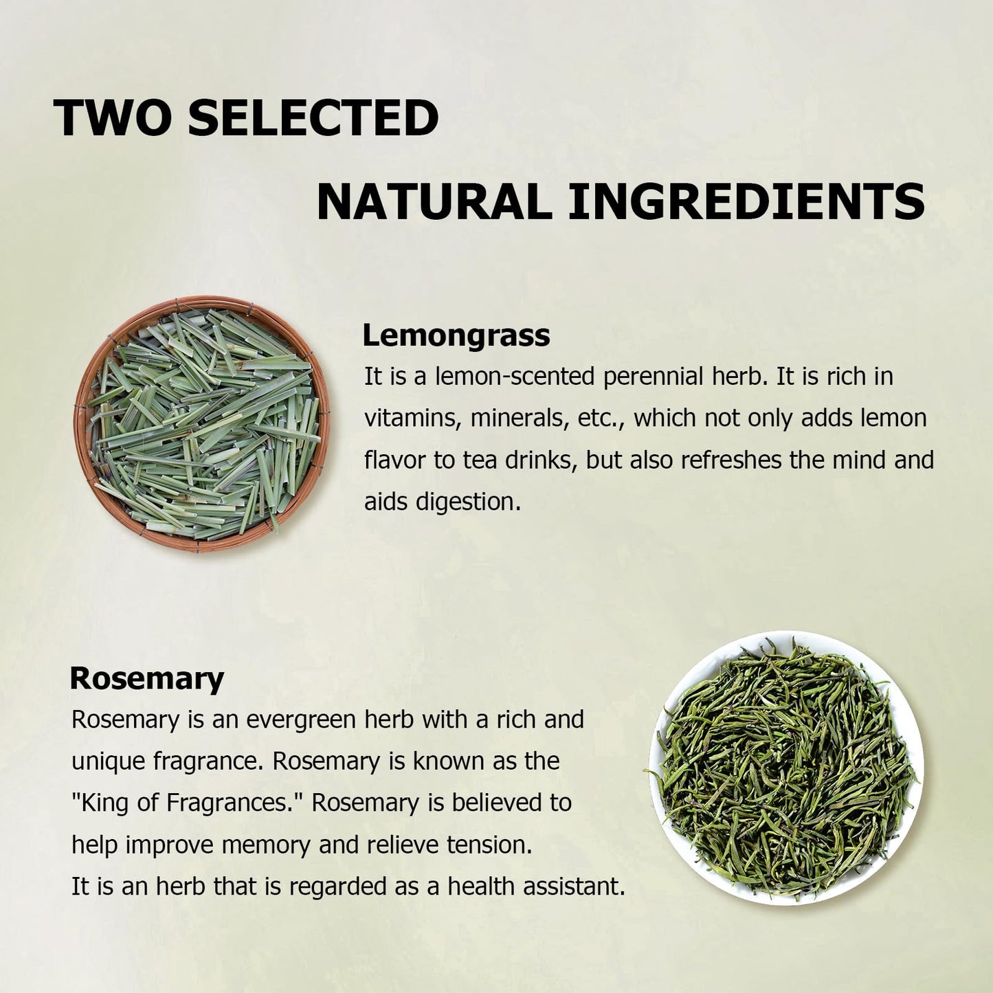 HANFANGLING Herbal Tea - Rosemary Lemongrass, Caffeine-Free, 20 Tea Bags, Refreshing & Uplifting, Ideal for Relaxation & Digestion