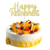 Sibba 2Pcs Happy Retirement Cake Topper Glitter Cake Topper Decoration Gold Retired Party Supplies Reusable Picks Frosting Card 