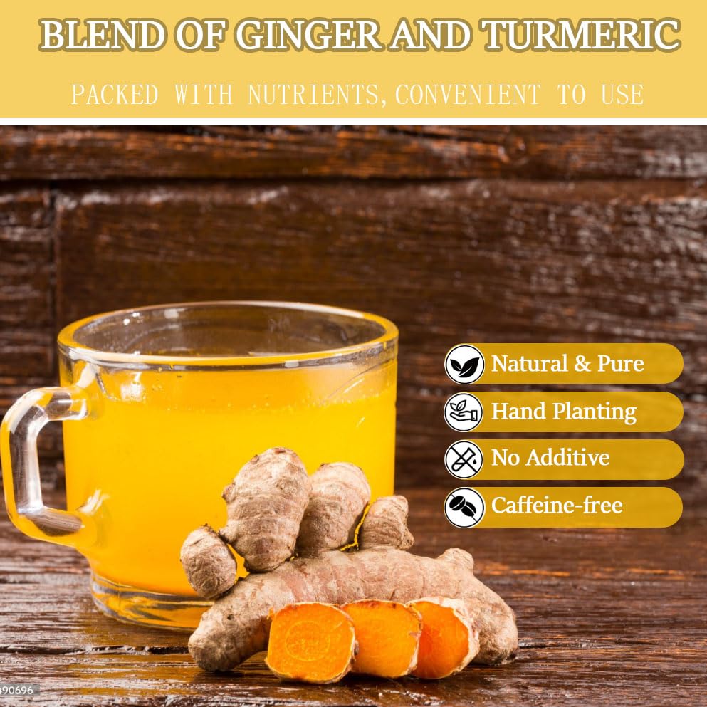XICOFISS Organic Turmeric Ginger Cinnamon Tea Bags, 100% Natural, Vegan, Antioxidant-Rich, No Sugar, 150 Count