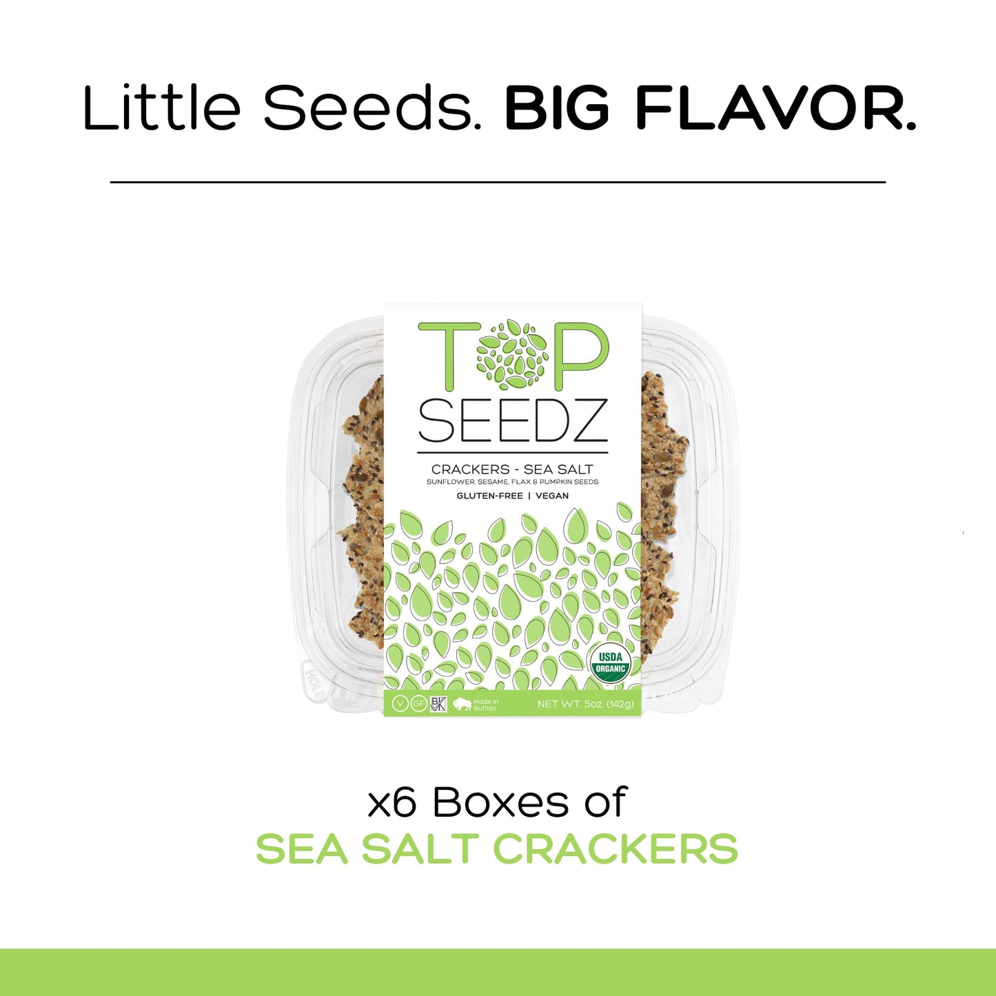 Top Seedz Organic Gluten Free Sea Salt Seed  ers | 5 Ounce (Pack of 6) | Vegan | High in Plant-Based Protein