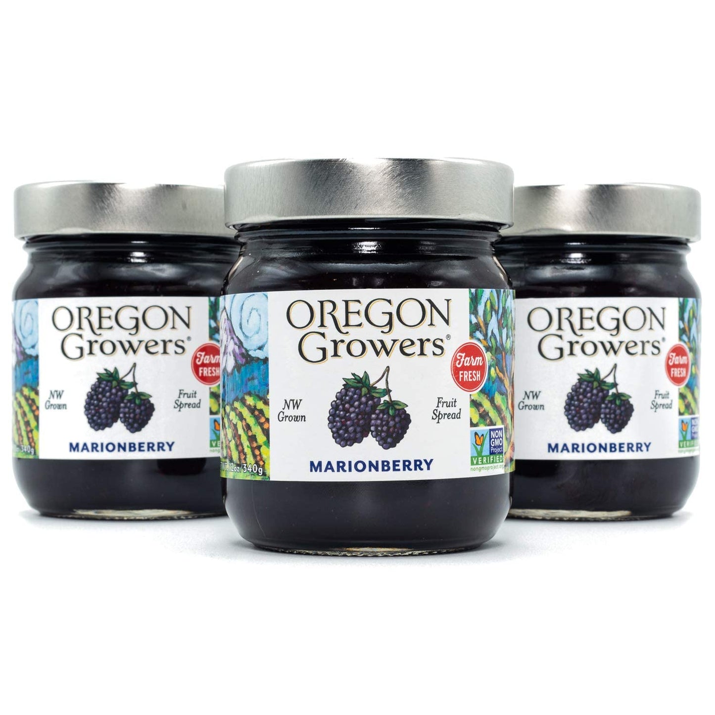 Oregon Growers Marionberry Jam, All Natural, Non-GMO, 12 Oz (Pack of 3)